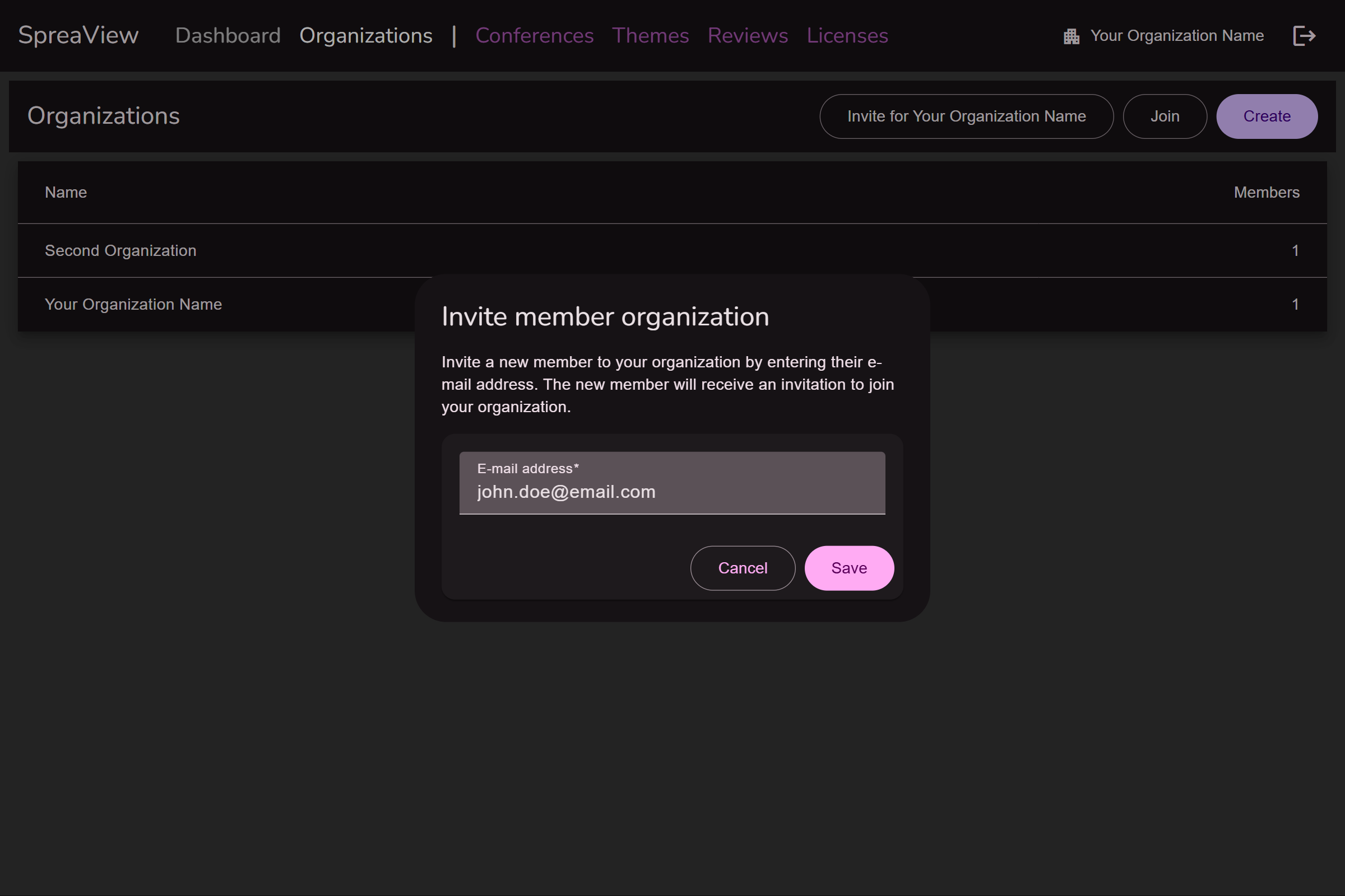 Selecting an organization